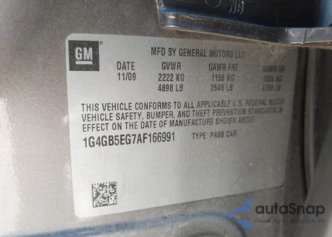 2010 Buick Lacrosse Cx из США, поврежденный, VIN 1G4GB5EG7AF166991